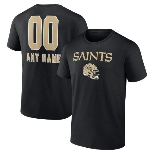 New Orleans Saints Personalized Name & Number Team Wordmark T-Shirt – Black