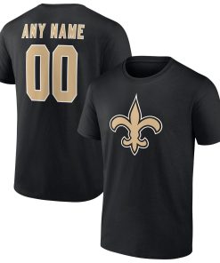 New Orleans Saints Team Authentic Personalized Name & Number T-Shirt – Black