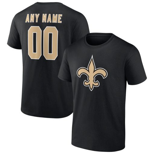 New Orleans Saints Team Authentic Personalized Name & Number T-Shirt – Black