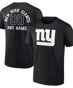 New York Giants Personalized Name & Number Monochrome T-Shirt – Black