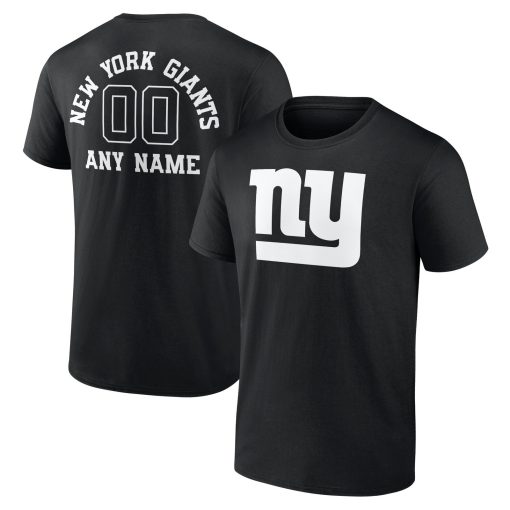 New York Giants Personalized Name & Number Monochrome T-Shirt – Black