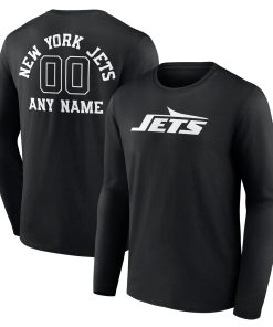 New York Jets Personalized Name & Number Monochrome Long Sleeve T-Shirt – Black