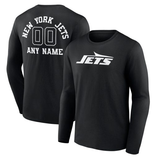 New York Jets Personalized Name & Number Monochrome Long Sleeve T-Shirt – Black