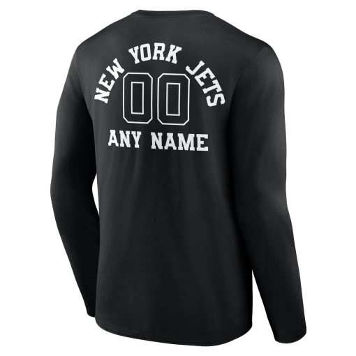 New York Jets Personalized Name & Number Monochrome Long Sleeve T-Shirt – Black - Image 3