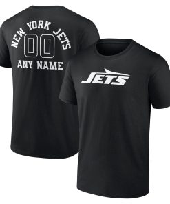 New York Jets Personalized Name & Number Monochrome T-Shirt – Black