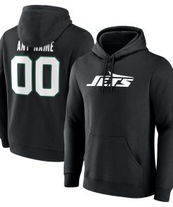 New York Jets  Team Authentic Custom Pullover Hoodie – Black