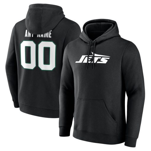 New York Jets  Team Authentic Custom Pullover Hoodie – Black