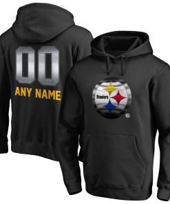 Pittsburgh Steelers Personalized Midnight Mascot Pullover Hoodie – Black