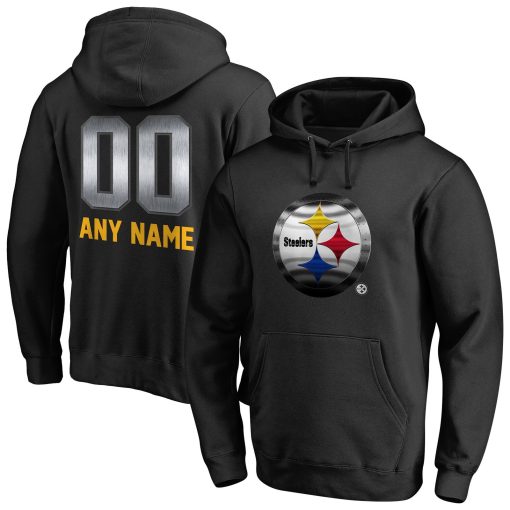 Pittsburgh Steelers Personalized Midnight Mascot Pullover Hoodie – Black