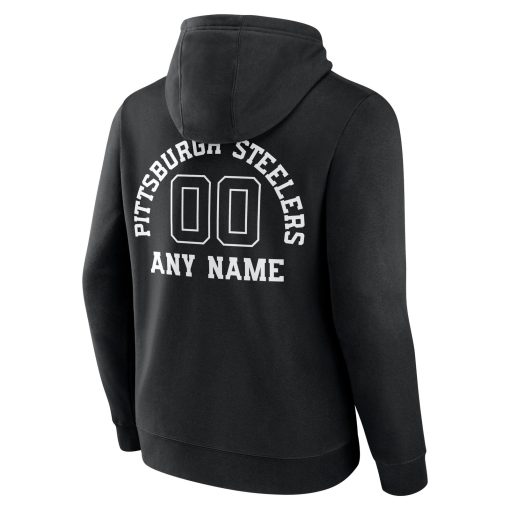 Pittsburgh Steelers Personalized Name & Number Pullover Hoodie – Black - Image 3