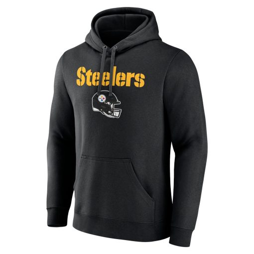 Pittsburgh Steelers Personalized Name & Number Team Wordmark Pullover Hoodie – Black - Image 2