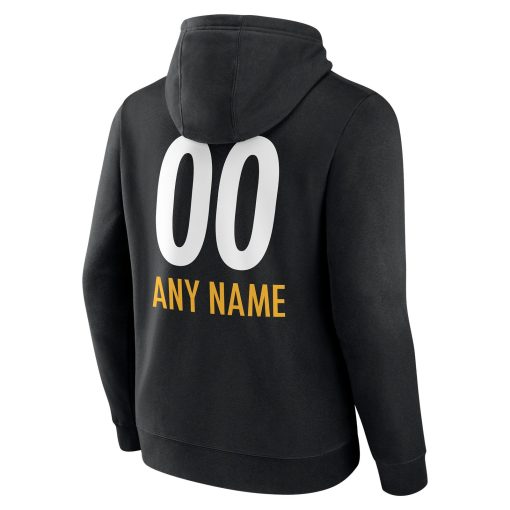 Pittsburgh Steelers Personalized Name & Number Team Wordmark Pullover Hoodie – Black - Image 3