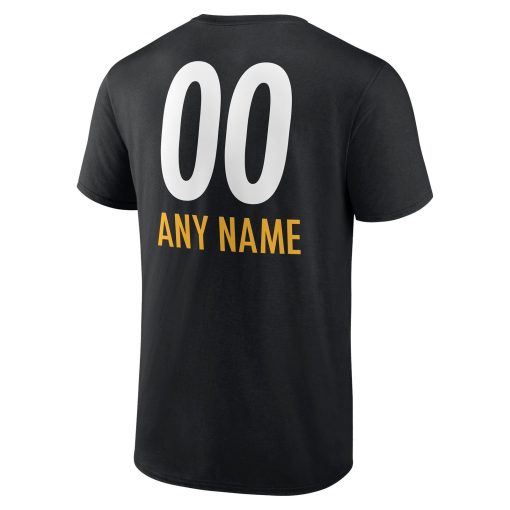 Pittsburgh Steelers Personalized Name & Number Team Wordmark T-Shirt – Black - Image 3
