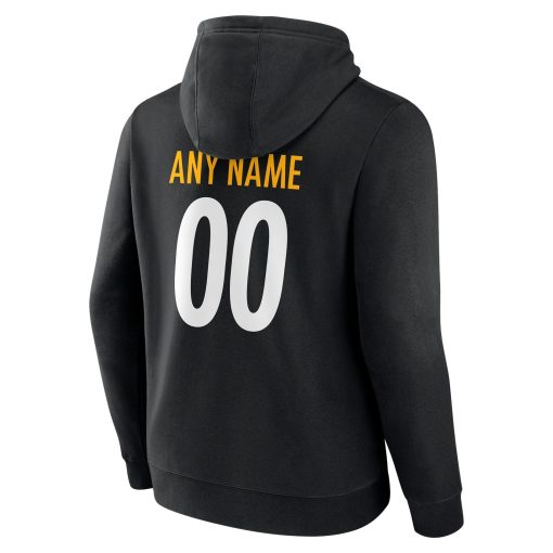 Pittsburgh Steelers Team Authentic Personalized Name & Number Pullover Hoodie – Black - Image 3