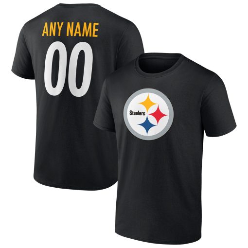 Pittsburgh Steelers Team Authentic Personalized Name & Number T-Shirt – Black