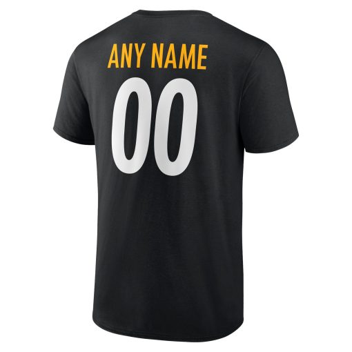Pittsburgh Steelers Team Authentic Personalized Name & Number T-Shirt – Black - Image 3