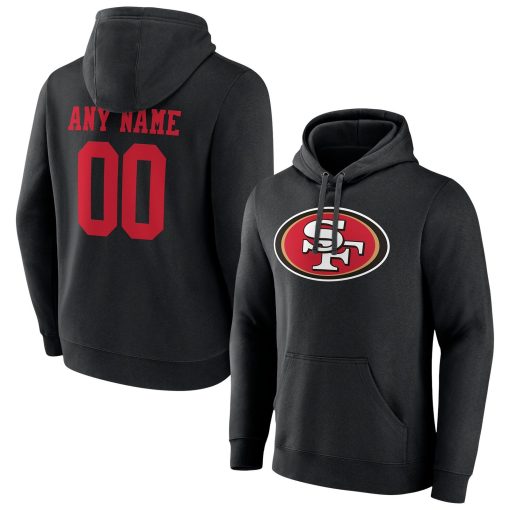 San Francisco 49ers Team Authentic Logo Personalized Name & Number Pullover Hoodie – Black