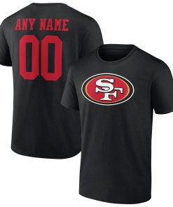 San Francisco 49ers Team Authentic Logo Personalized Name & Number T-Shirt – Black