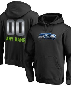 Seattle Seahawks Personalized Midnight Mascot Pullover Hoodie – Black