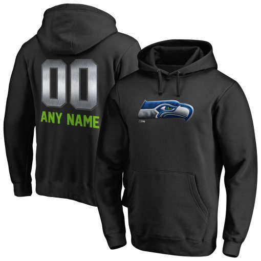 Seattle Seahawks Personalized Midnight Mascot Pullover Hoodie – Black