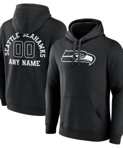 Seattle Seahawks Personalized Name & Number Pullover Hoodie – Black