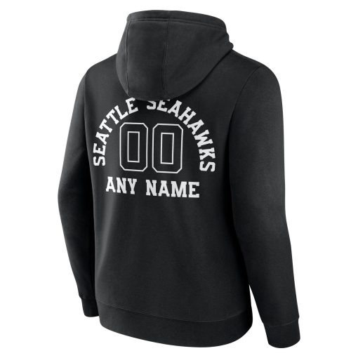 Seattle Seahawks Personalized Name & Number Pullover Hoodie – Black - Image 3