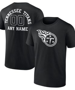 Tennessee Titans Personalized Name & Number Monochrome T-Shirt – Black