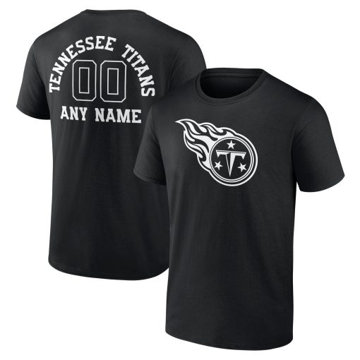 Tennessee Titans Personalized Name & Number Monochrome T-Shirt – Black