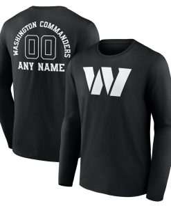 Washington Commanders Personalized Name & Number Monochrome Long Sleeve T-Shirt – Black