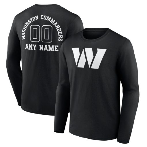 Washington Commanders Personalized Name & Number Monochrome Long Sleeve T-Shirt – Black