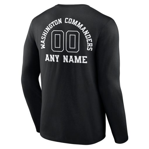 Washington Commanders Personalized Name & Number Monochrome Long Sleeve T-Shirt – Black - Image 3
