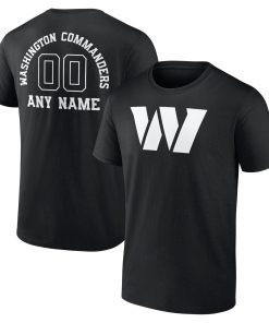 Washington Commanders Personalized Name & Number Monochrome T-Shirt – Black