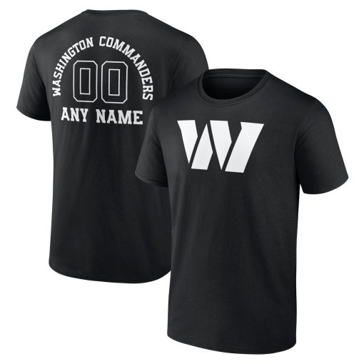 Washington Commanders Personalized Name & Number Monochrome T-Shirt – Black