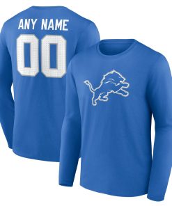 Detroit Lions  Team Authentic Custom Long Sleeve T-Shirt – Blue