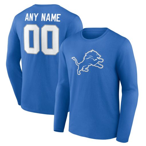 Detroit Lions  Team Authentic Custom Long Sleeve T-Shirt – Blue