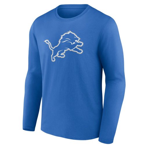 Detroit Lions  Team Authentic Custom Long Sleeve T-Shirt – Blue - Image 2
