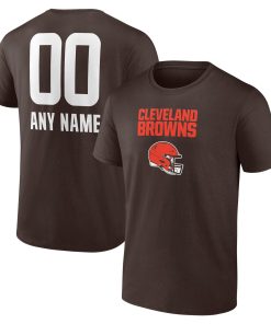 Cleveland Browns Personalized Name & Number Team Wordmark T-Shirt – Brown