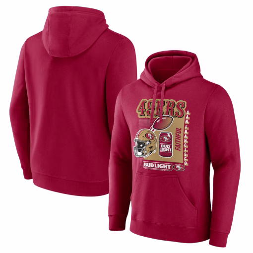 San Francisco 49ers Bud Light Pullover Hoodie – Cardinal