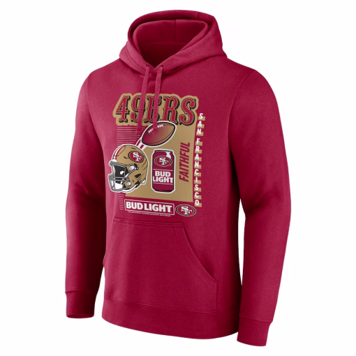 San Francisco 49ers Bud Light Pullover Hoodie – Cardinal - Image 2