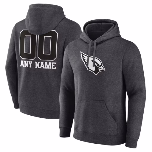Arizona Cardinals Monochrome Personalized Name & Number Pullover Hoodie – Charcoal