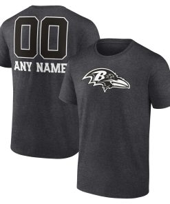 Baltimore Ravens Personalized Name & Number Monochrome T-Shirt – Charcoal