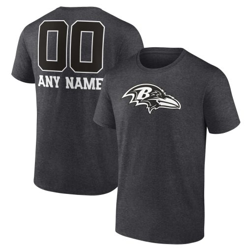 Baltimore Ravens Personalized Name & Number Monochrome T-Shirt – Charcoal