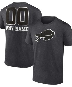 Buffalo Bills Personalized Name & Number Monochrome T-Shirt – Charcoal
