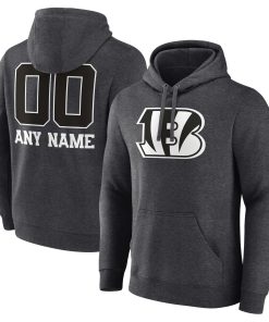 Cincinnati Bengals Personalized Name & Number Monochrome Pullover Hoodie – Charcoal