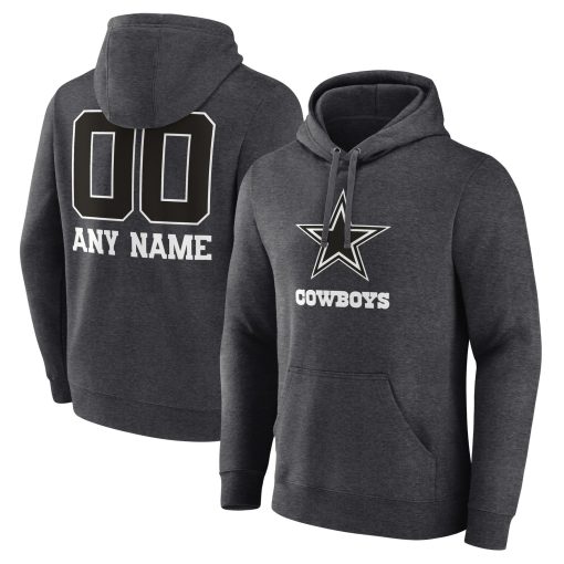 Dallas Cowboys Personalized Name & Number Monochrome Pullover Hoodie – Charcoal