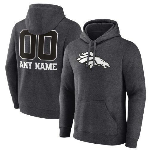 Denver Broncos Personalized Name & Number Monochrome Pullover Hoodie – Charcoal