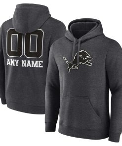 Detroit Lions Personalized Name & Number Monochrome Pullover Hoodie – Charcoal