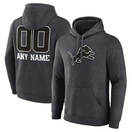 Detroit Lions Personalized Name & Number Monochrome Pullover Hoodie – Charcoal