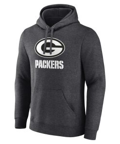 Alternative view of Green Bay Packers Personalized Name & Number Monochrome Pullover Hoodie – Charcoal