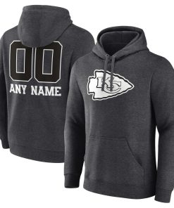 Kansas City Chiefs Personalized Name & Number Monochrome Pullover Hoodie – Charcoal